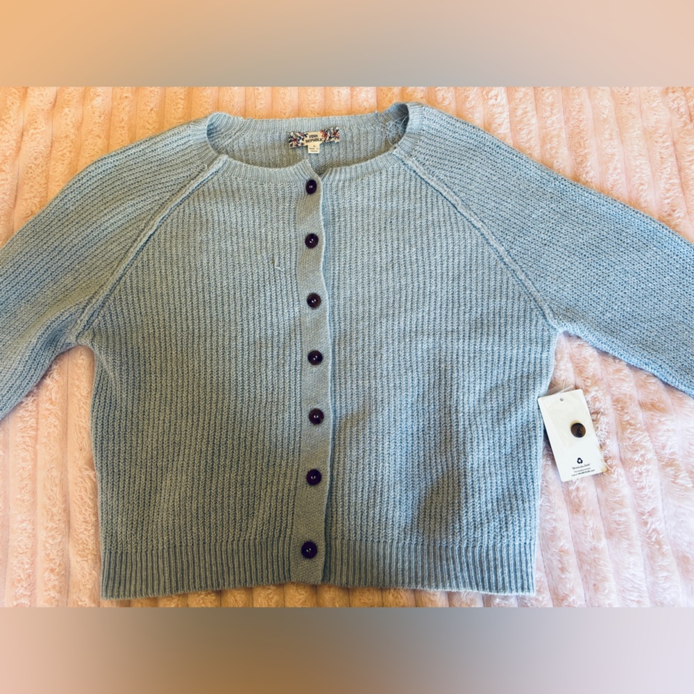 Pink Republic Cozy Light Blue Button-Front Women's Sweater Cardigan NEW Large - Picture 3 of 11